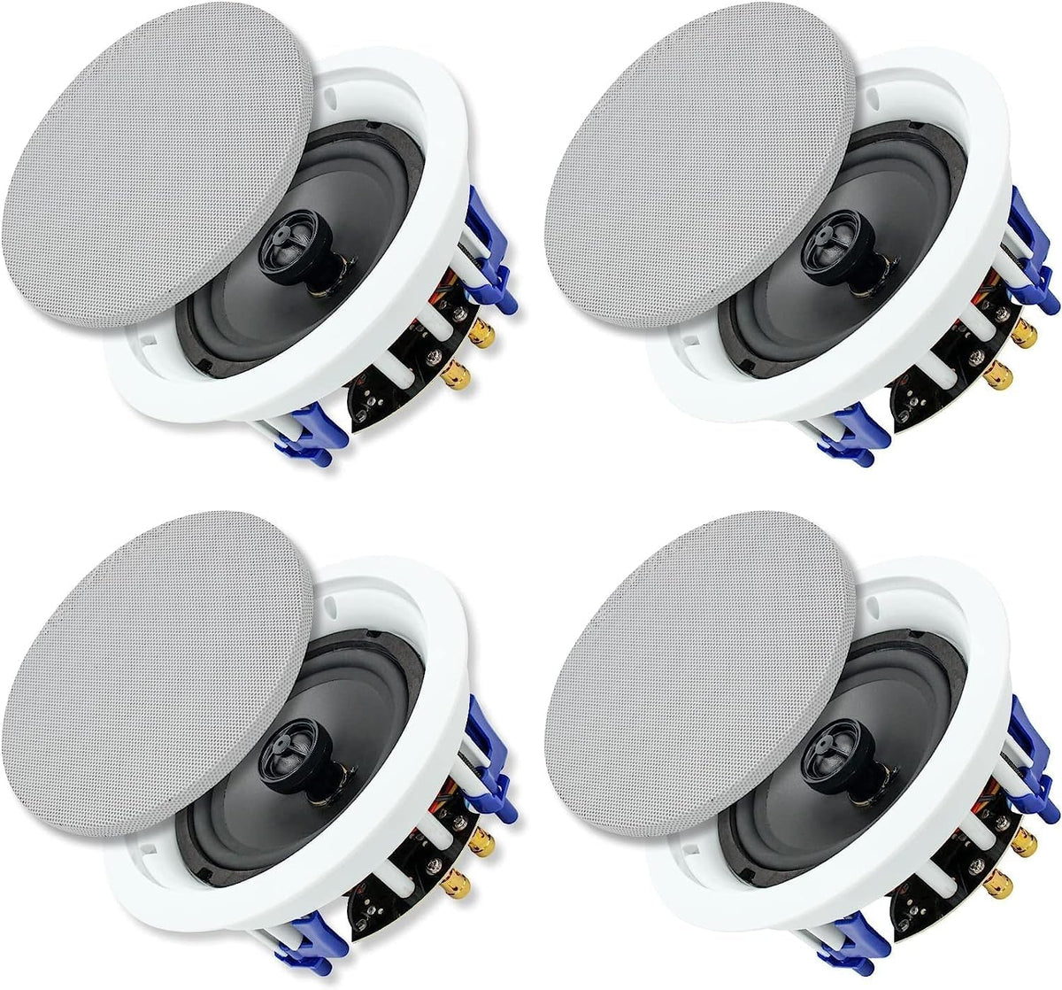 Plafondluidsprekers – Plafondspeakers, inbouwspeakers, inbouwluidsprekers, wandluidsprekers – Set van 4, 6,5 Inch – 2-Weg geluid met verbeterde tweeters – 640 Watt totaal