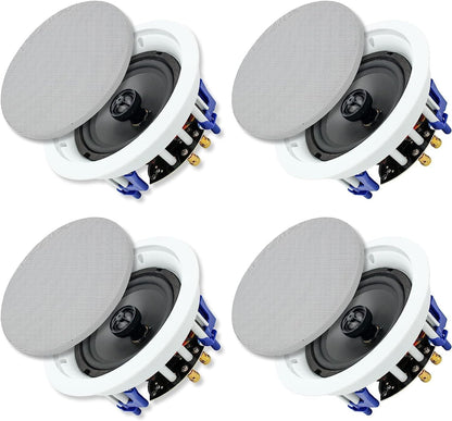 Plafondluidsprekers – Plafondspeakers, inbouwspeakers, inbouwluidsprekers, wandluidsprekers – Set van 4, 6,5 Inch – 2-Weg geluid met verbeterde tweeters – 640 Watt totaal