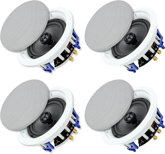 Plafondluidsprekers – Plafondspeakers, inbouwspeakers, inbouwluidsprekers, wandluidsprekers – Set van 4, 6,5 Inch – 2-Weg geluid met verbeterde tweeters – 640 Watt totaal