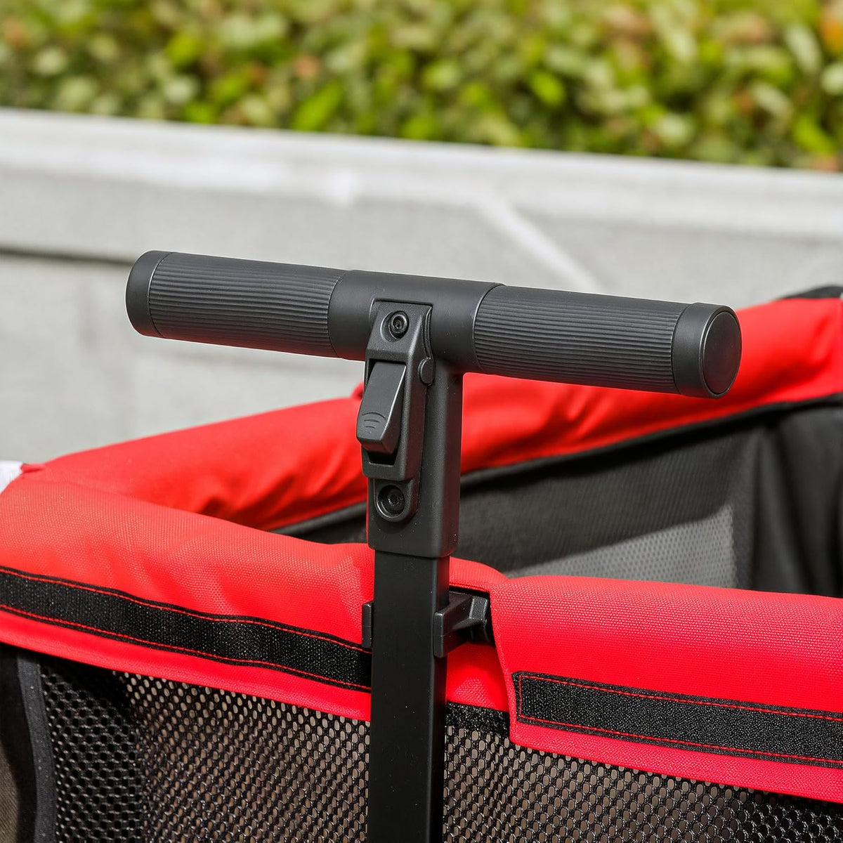 PawHut 2-in-1 hondenwagen, hondenbuggy, inklapbaar, voor honden en katten tot 30 kg, bolderkar met kussen, netvenster, 2 deuren, opbergtas, kattenwagen, buggy, rood