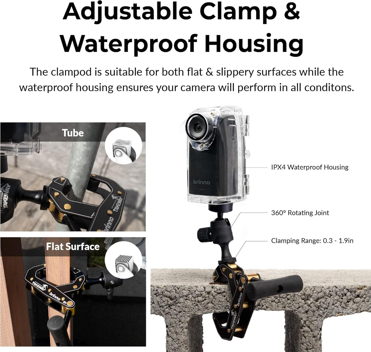 Brinno Time Lapse Camera BCC300-C Bundel, Timelapse Camera Outdoor Constructie, HDR FHD1080P Timelapse Camera met Muurbevestiging, LCD-scherm, Verlengde Batterijduur, Waterdichte Case en Clampod