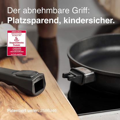 AMT Gastroguss AMZN-I-528-Z20B Frying pan 28 cm Ø, 5 cm high, removable handle, suitable for induction, Lotan non-stick coating, cast iron pan (cast aluminium), - QUORE