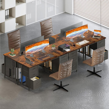 Coleshome Bureau met 6 lades, 160x52 cm Bureau met opslagruimte, Computerbureau met Planken voor Thuiskantoor, Bruin