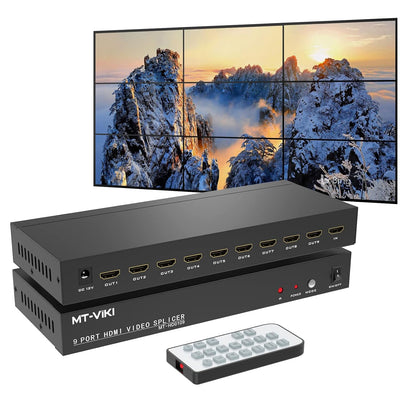 MT-VIKI 4K 3x3 HDMI videowand controller 1 in 9 Out schermsplitsing 9 poort video wall processor ondersteunt 13 weergavemodi 4K @30Hz