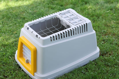 Kerbl Pet Bunny Base-bakset, weerbestendig outdoor konijnenhuis met 2 etages, met hol, 4-weg deur, hooilp, voederdispenser, waterdispenser, als transportbox te gebruiken