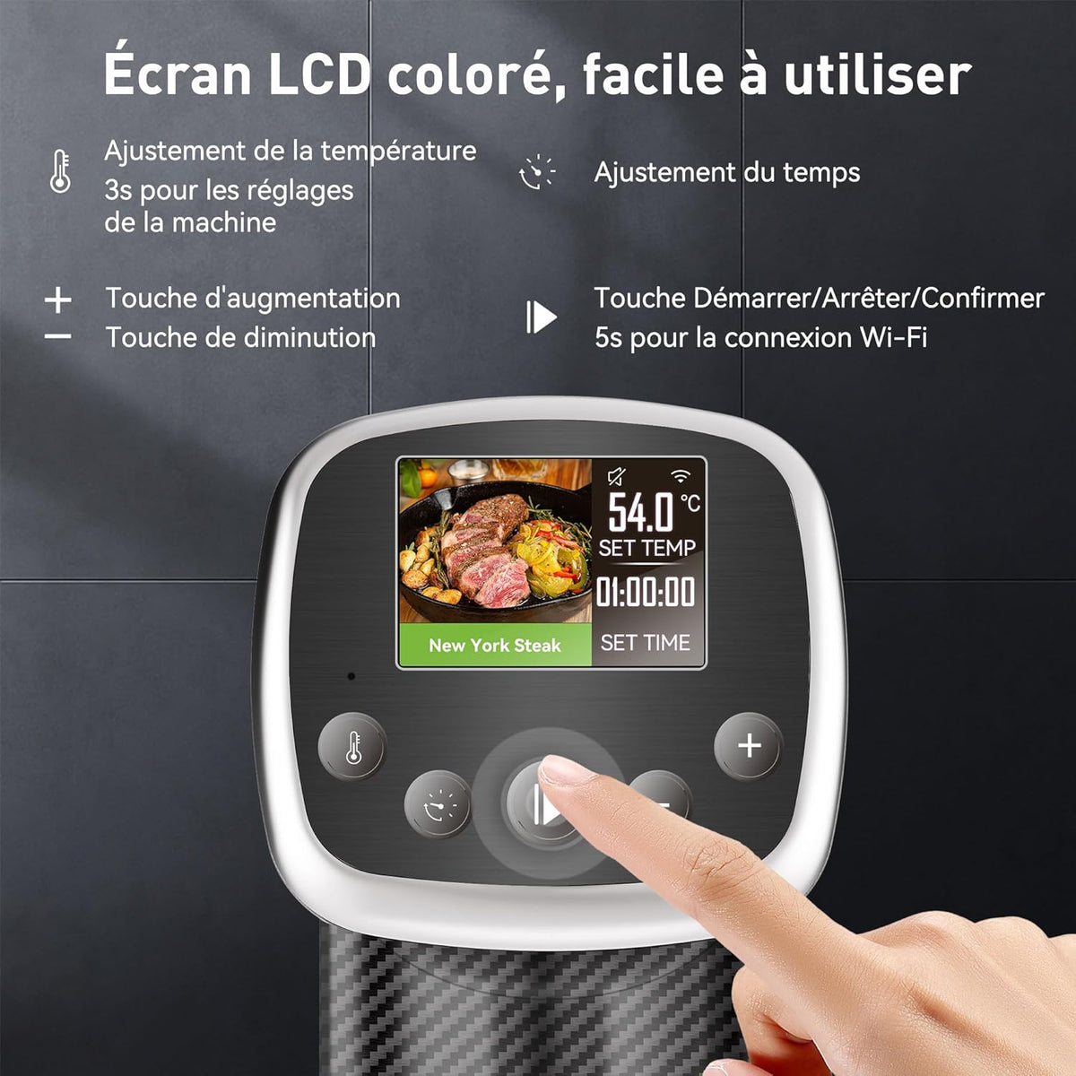 KitchenBoss Warmtedompelaar Vacuüm Koken: Wifi Thermo Diver 1100W APP Controle Vacuüm Cooker Cooker voor Nauwkeurige Temperatuurregeling TFT-display