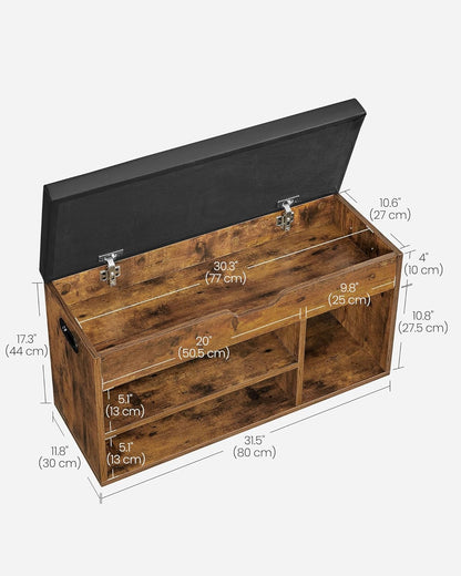 Schoenenkast - Multifunctionele Kast - Houten Schoenenkasten met Opbergruimte - 80 x 44 x 30 cm (B x H x D) -  Dark Khaki - QUORE