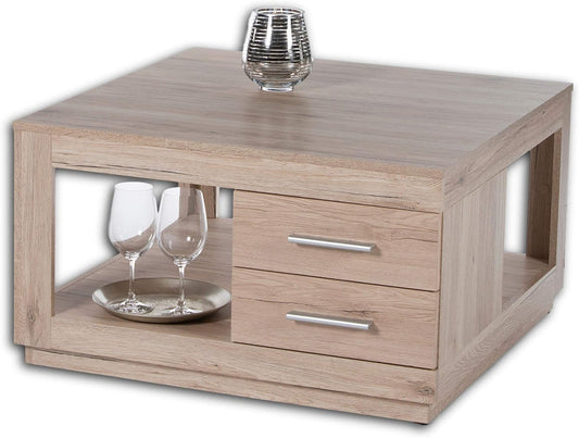 Salontafel – Bijzettafel – Tafel – Woonkamertafel – San Remo Licht Eiken – Massief Eikenhout – Compact Design 81x9x91 cm