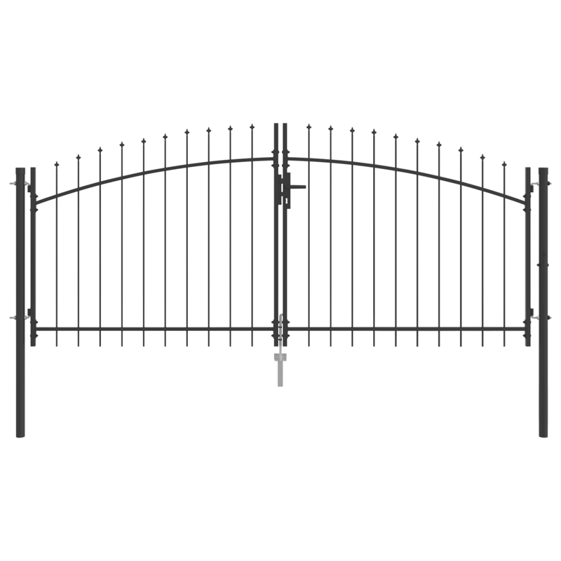 Tuinpoort – Tuindeur – Schuttingdeur – Poorthek – Hekpoort – Dubbele vleugel – Staal – Roestbestendig – 150x300 cm – Grijs