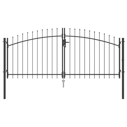 Tuinpoort – Tuindeur – Schuttingdeur – Poorthek – Hekpoort – Dubbele vleugel – Staal – Roestbestendig – 150x300 cm – Grijs