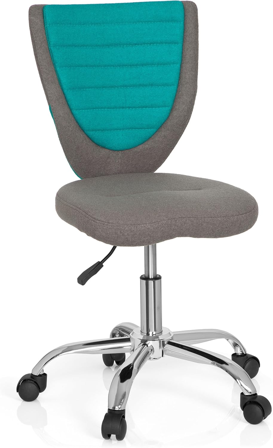 hjh OFFICE 670630 kinderbureaustoel KIDDY COMFORT stof grijs/turquoise draaistoel jeugdstoel bureaustoel, in hoogte verstelbaar