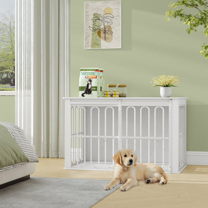 hondenbench – hondenhok – hondenkooi – hondenbench voor kleine honden – houten bench – dubbele schuifdeur – 100 x 60 x 62,4 cm – wit