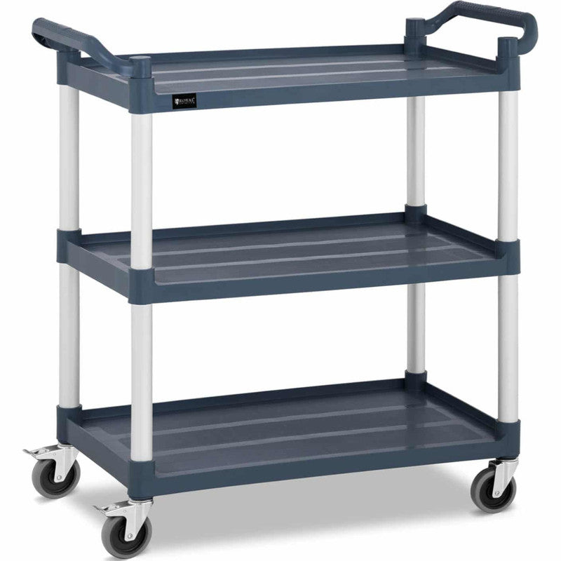 Waiter Service Cart with 3 Plastic Shelves, 84 x 49 cm, Up to 150 kg Capacity