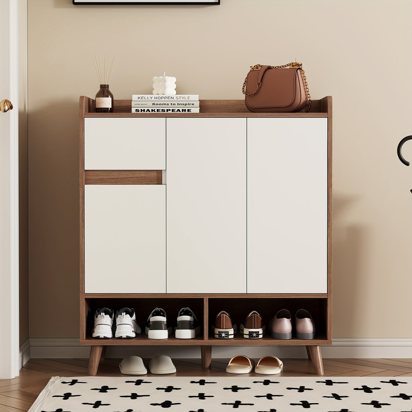 Modern Minimalist Metal Shoe Cabinet with Adjustable Shelves - 6-Drawer Chest of Drawers, Sideboard & Storage Organizer for Home, Space-Saving Contemporary Design, Shoe Cabinet, Sleek Finish Furniture
