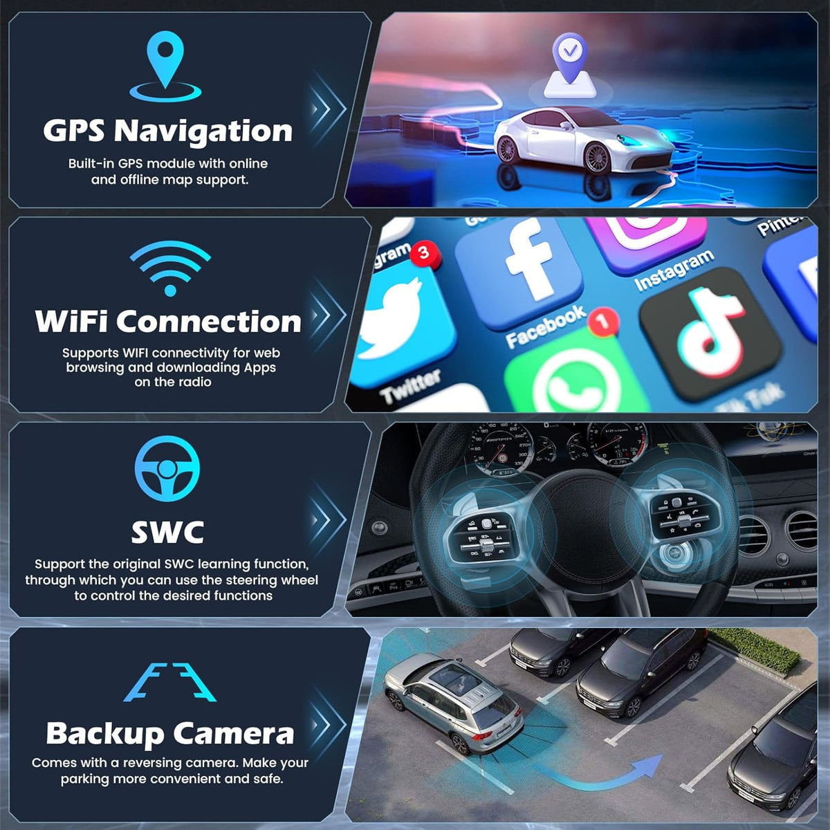 Hikity 4+64G Android 15 autoradio voor Fiat Punto 2012-2016 met 7 inch touchscreen, stereo radio met draadloze CarPlay Android Auto FM RDS radio BT GPS WiFi SWC Mirror Link + achteruitrijcamera + micr