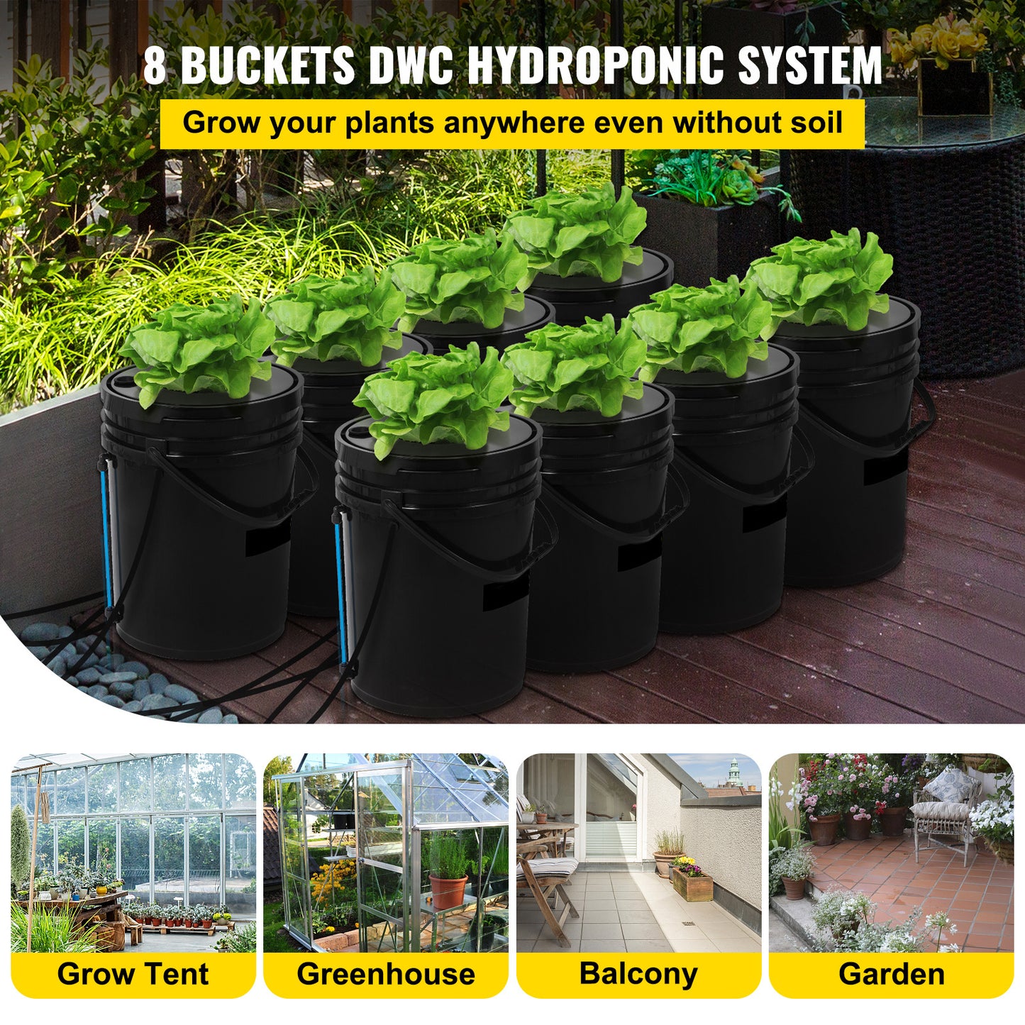 Hydroponicsysteem – Hydrocultuursysteem – Kweekset – Plantenbak – DWC Grow Kit – 20 Liter Capaciteit – Krachtige 8W Luchtpomp