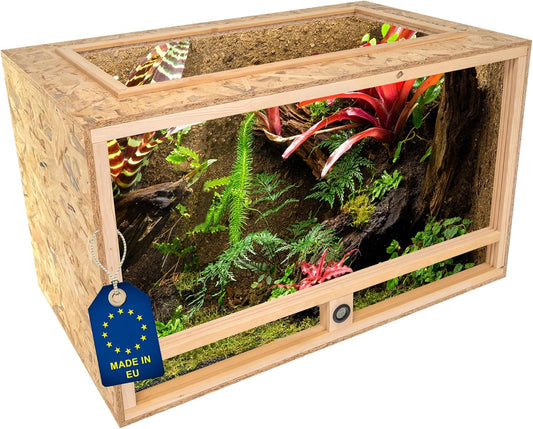 ITA Houten Terrarium 100x60x60 cm met Open Dak & Ingebouwde Hygrometer - Houten terrarium van OSB-3 platen - Voor reptielen, slangen, amfibieën - EU Product, FSC gecertificeerd