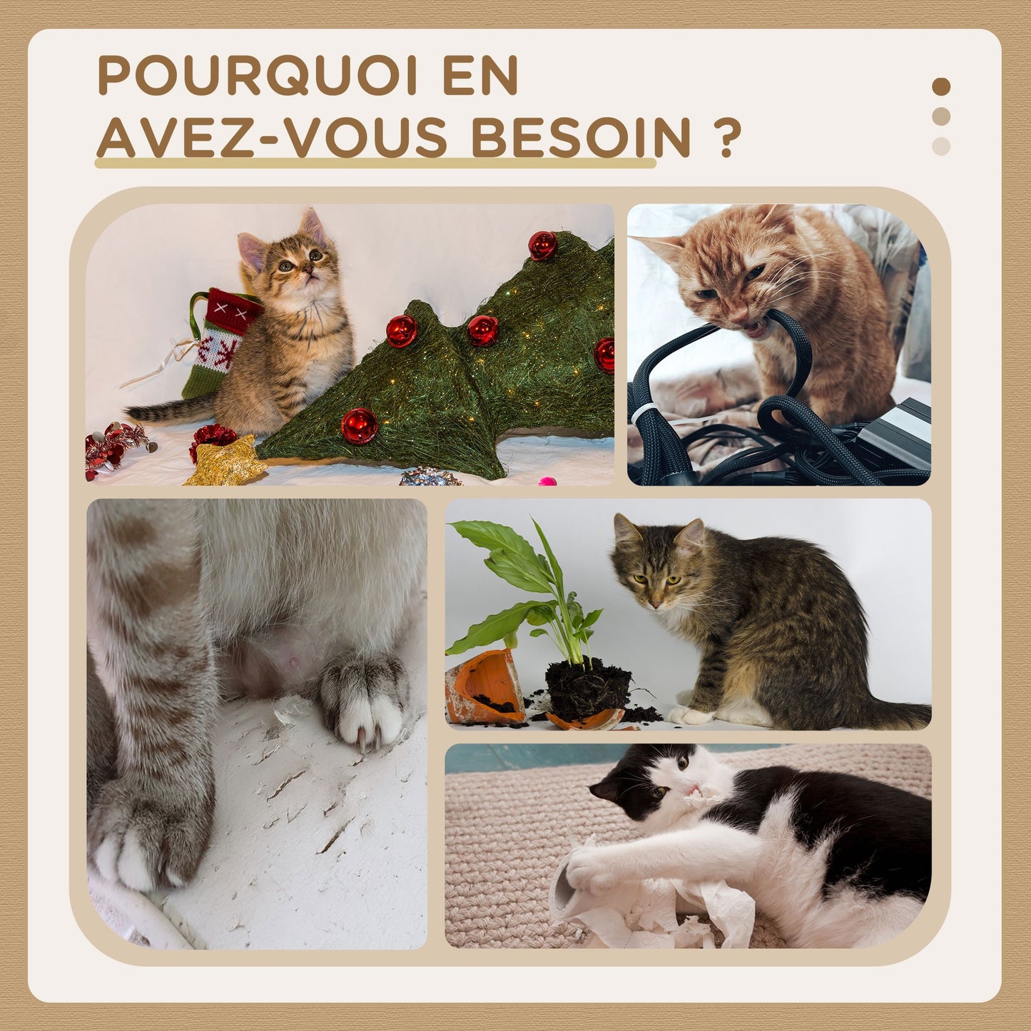 Krabpaal – Kattenboom – Kattenhuis – Krabmeubel – Kattenpaal – 171 cm Hoog – Met 2 Nestjes en 6 Platforms – Natuurlijk Sisal & Hangpompons