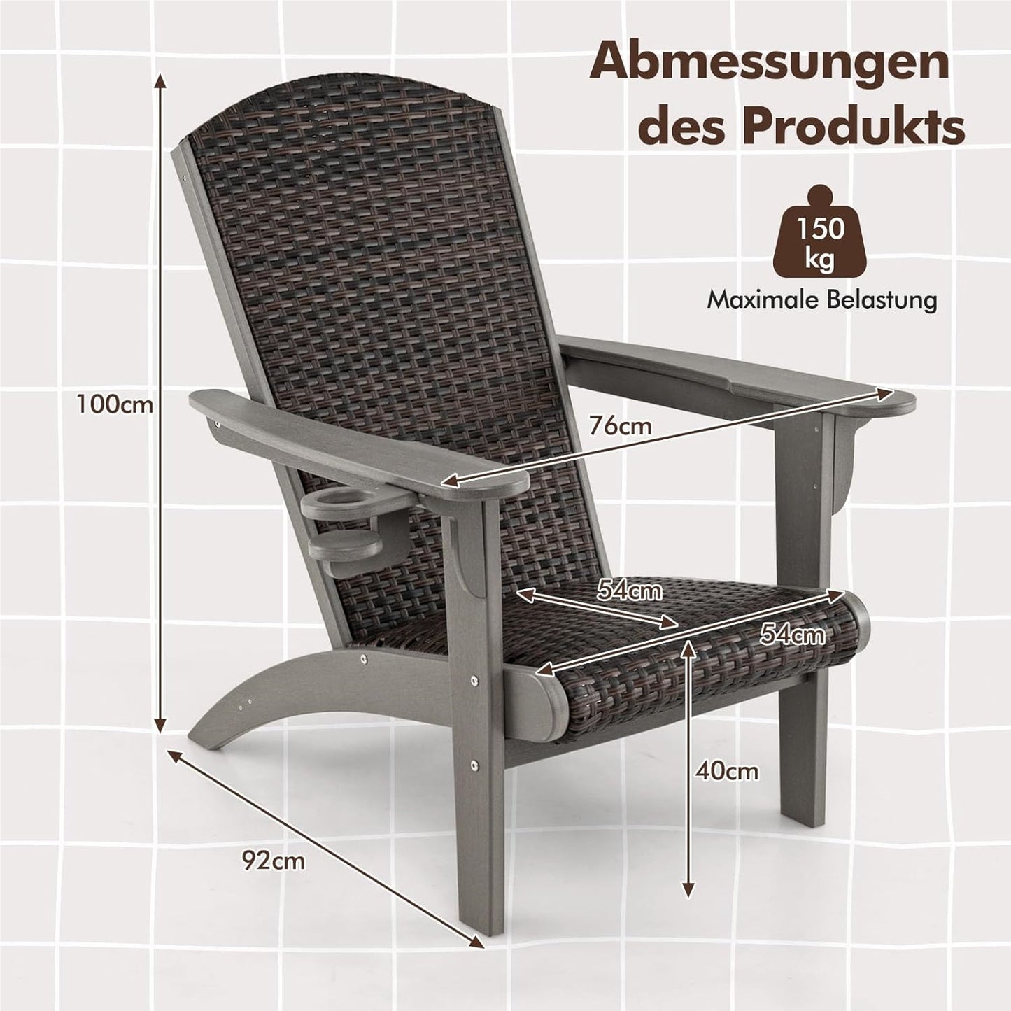 Tuinstoel – Adirondack Tuinstoel – Loungestoel – Tuinmeubel – Buitestoel – Ergonomisch Design – Duurzaam HDPE Frame