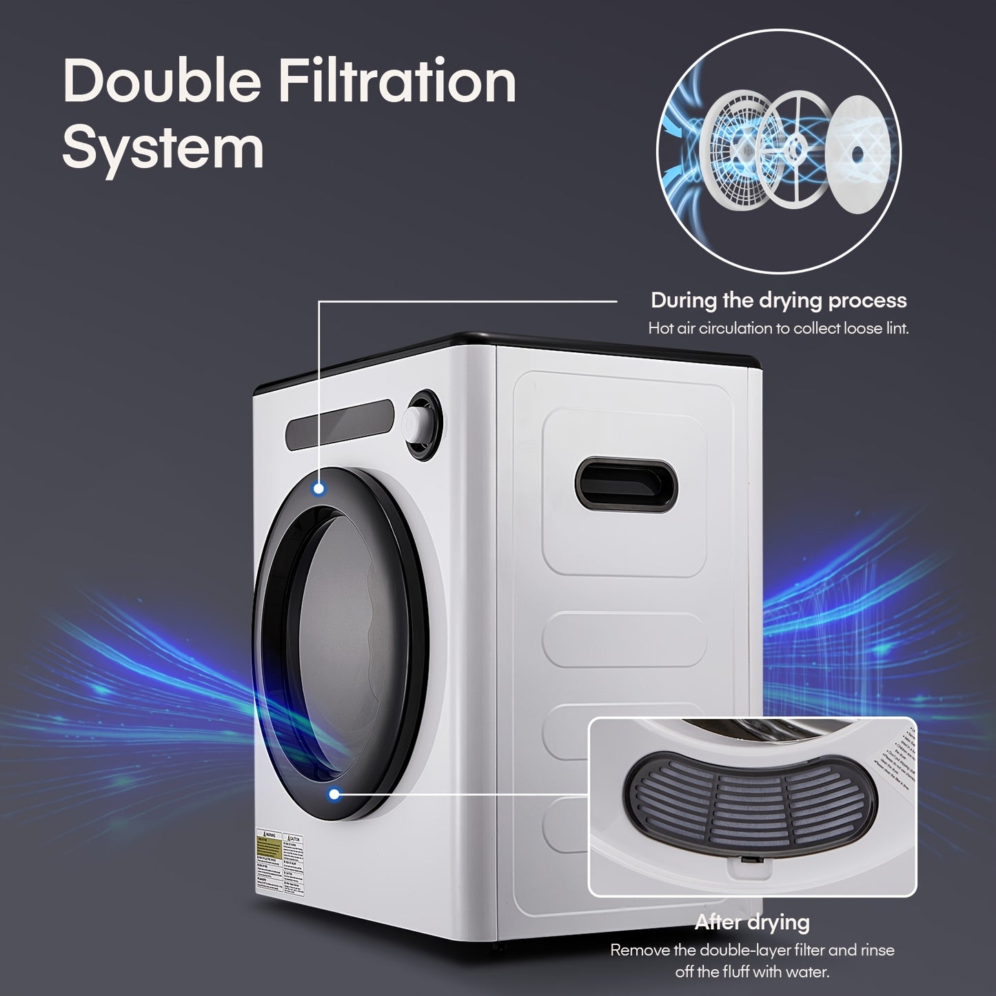 Wasdroger – Tumble Dryer – Ventilatiedroger – Droogkast – Compacte Droger – 4 kg – 6 Automatische Programma’s – Smart Drying System – Dubbele Temperatuurbeveiliging – Stapelbaar