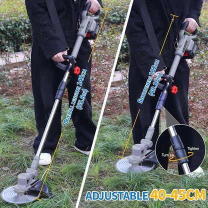 21 V draadloze grastrimmer, 4-in-1 accu-bosmaaier, met 2 accu's 4,0 Ah, onkruidborstel, verstelbare handgreep, 90° draaibare kop, snijdiameter: 25 cm, voor tuin snoeien
