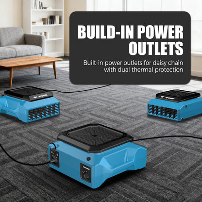 XPower Low Profile Air Mover Floor Fan Tapijt Dryer Blower met Power Outlets voor Waterschade Restoratie, Commercieel Reiniging en Plumbing Gebruik (PL-700A)