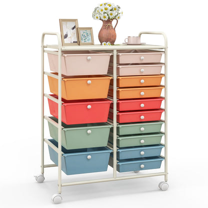 Opbergwagen – Opbergtrolley – Keukentrolley – Ladesysteem – Opbergkast – 10 Lades Met Metaal Frame – Mobiele Opbergtrolley 65,5x37x87 cm