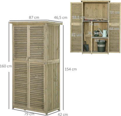 Outsunny tool shed tool shed tool cabinet shed garden 4 compartments grey 87 x 46.5 x 160 cm - QUORE