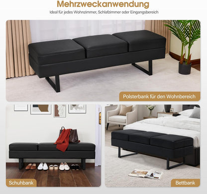 BarberPub 3 Seater Spa Salon, Width 153 cm, Wake Sofa Barber Shop, Upholstered for Bedroom, Bed for Living Room, Hairdressing Furniture W513 (Black/Faux Leather) - QUORE
