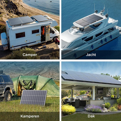 N-Type 16BB Zonnepaneel, 20.16V Monokristallijn Fotovoltaïsche Zonnecel, PV-Module voor 12 Volt-Batterijen, Caravan, Camper, Boot, Jacht, Dakhouders, Off-Grid (100W)