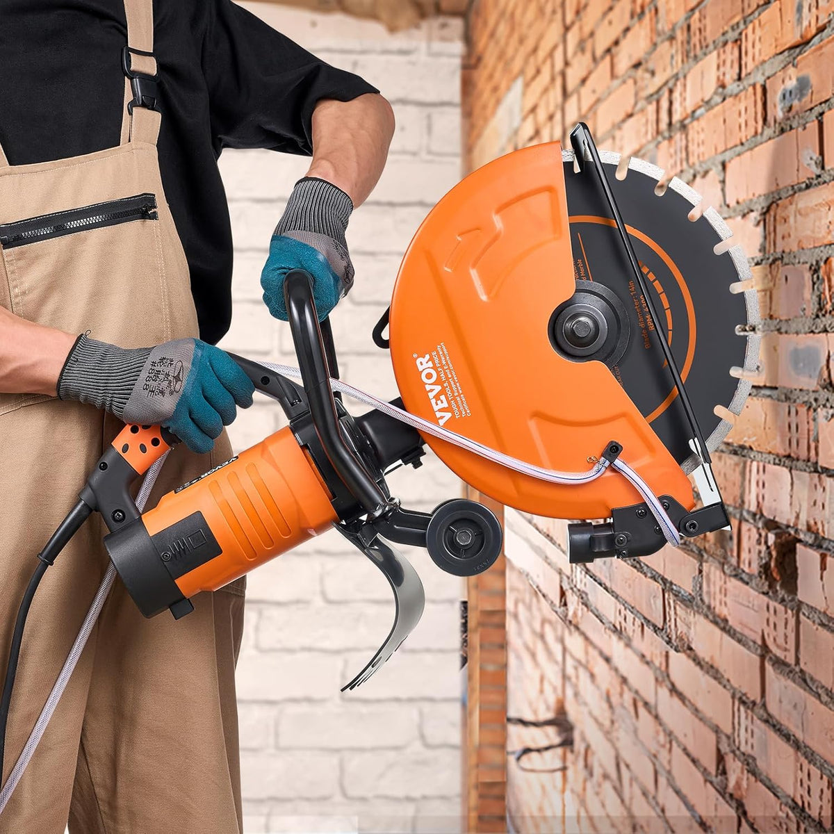 VEVOR Electric Concrete Saw, 356 mm, Powerful Circular Saw 2800 W, Cutting Depth 127 mm, Wet/Dry Disc Saw with Water Tube, Water Pump, Saw Blade, for Stone and Brick