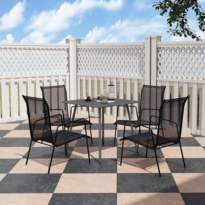 Outsunny Gartentisch Stahl 80 x 80 x 74 cm Wetterfest Buffettisch mit Stahlrahmen, rutschfest Campingtisch 6 Persons Balcony Terrassentisch Outdoor Esstisch für Garten, Terrasse, Balcony, Grau