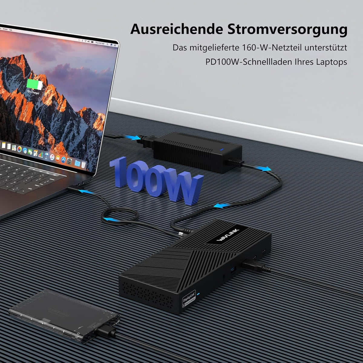 WAVLINK 15-in-1 DisplayLink Docking Station USB-C, Triple 4K monitoren (3X HDMI + 2x DP), 100W PD, 10 Gbit/s, Gigabit LAN, Audio/Mic, voor Windows & Mac (incl. M1/M2)