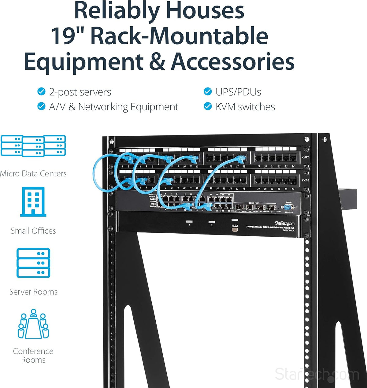 12U Open Frame Rack – Netwerk Rack – Serverrack – Patchkast – Vrijstaand 19 Inch Rack – Draagvermogen Tot 160 Kg – Open Ontwerp Voor Goede Ventilatie