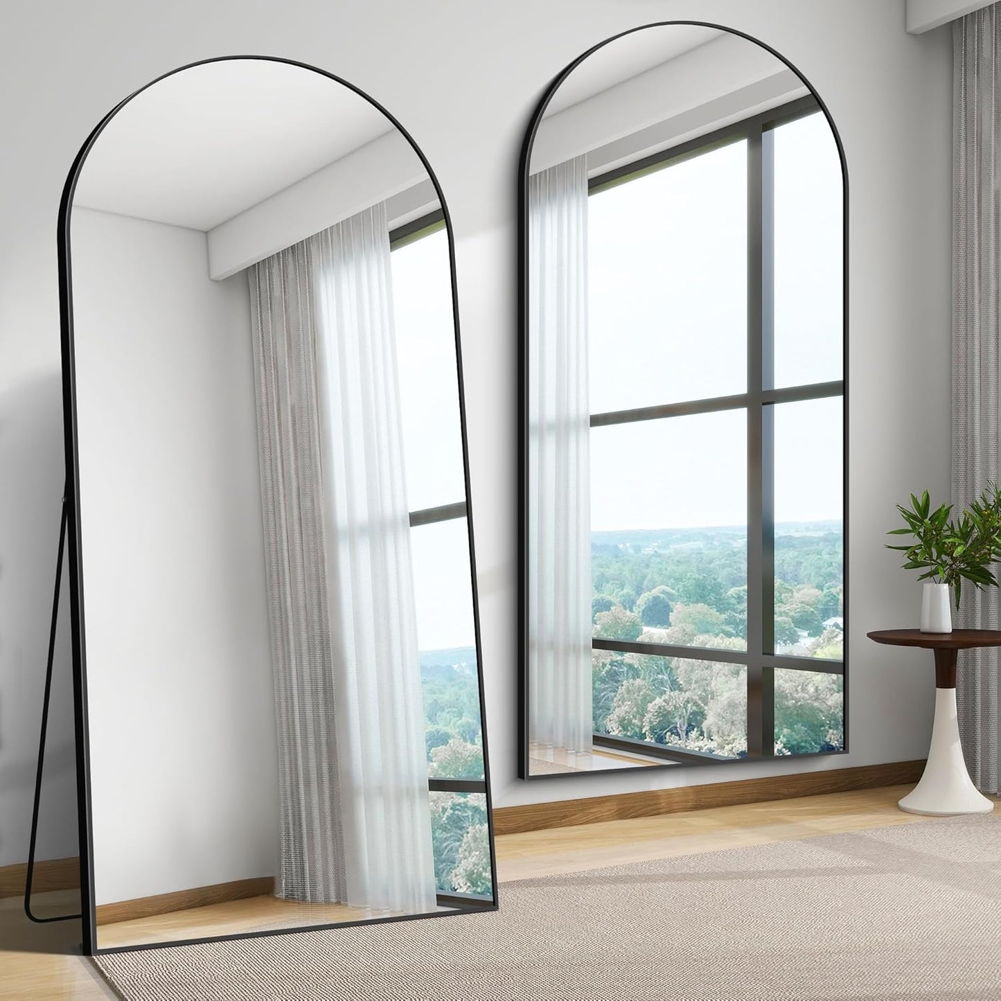 Full-body Spiegel – Grote Staande Spiegel – Muurspiegel – Volledige Lengte Spiegel – Zwarte Lijst Spiegel – 192 x 85 cm – Onbreekbaar Glas Met Aluminium Frame