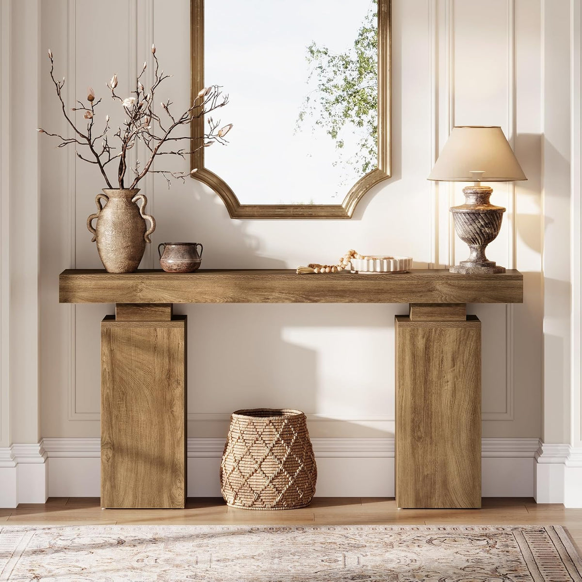 Tribesigns 160cm Long Console Table, Farmhouse Entrance Table Rear Sofa, Wooden Foyer Standard Entry Station, Modern Hallway Accent Furniture for Living Room Decor, Entrance, Natural Wood Finish