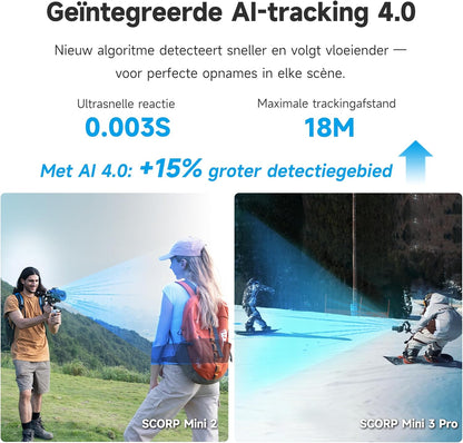FeiyuTech [Officieel] SCORP Mini 3 Pro – All-in-One 3-Axis Gimbal met afneembare afstandsbediening, voor Camera, Smartphone & Action Cam, Portret & Landschap, Gezichtsherkenning