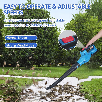 Accu-bladblazer 20 V krachtige borstelmotor 300 W handblazer handblazer 150 MPH bladblazer elektrische gazononderhoud bladblazer accu bladblazer 2,0 Ah voor de