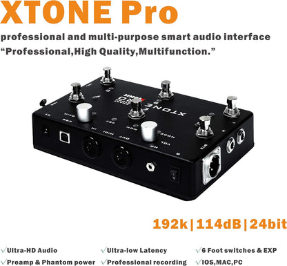 XSONIC Xtone Pro professionele mobiele audio-interface met ultralage latentie, 192KHz & 114dB, 2 ingangen, 3 uitgangen, EXP-ingang, iOS, Windows, Mac, audio-interface voor live optreden, thuisstudio