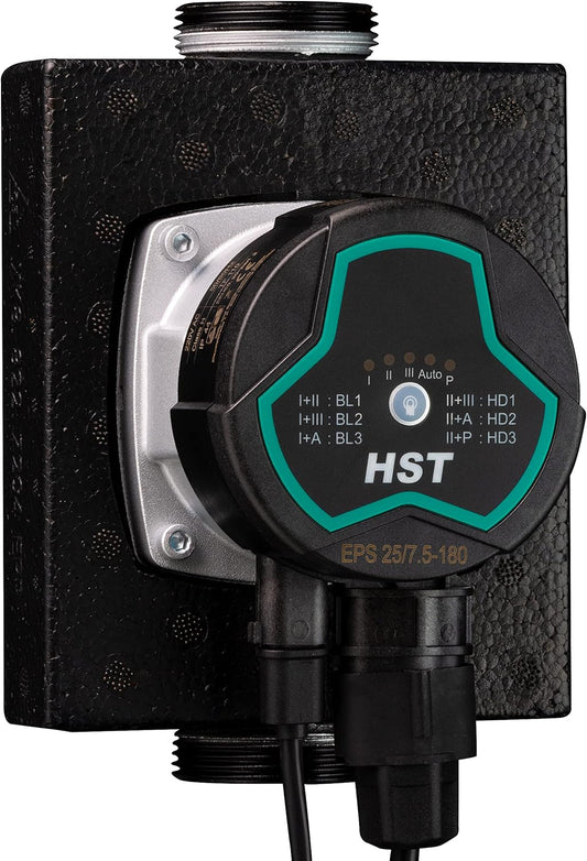 HST | zeer efficiënte verwarmingspomp | circulatiepomp | HST EPS 25-7,5/180 mm | opvoerhoogte 7,5 meter | toerentalregeling via PWM-signaal