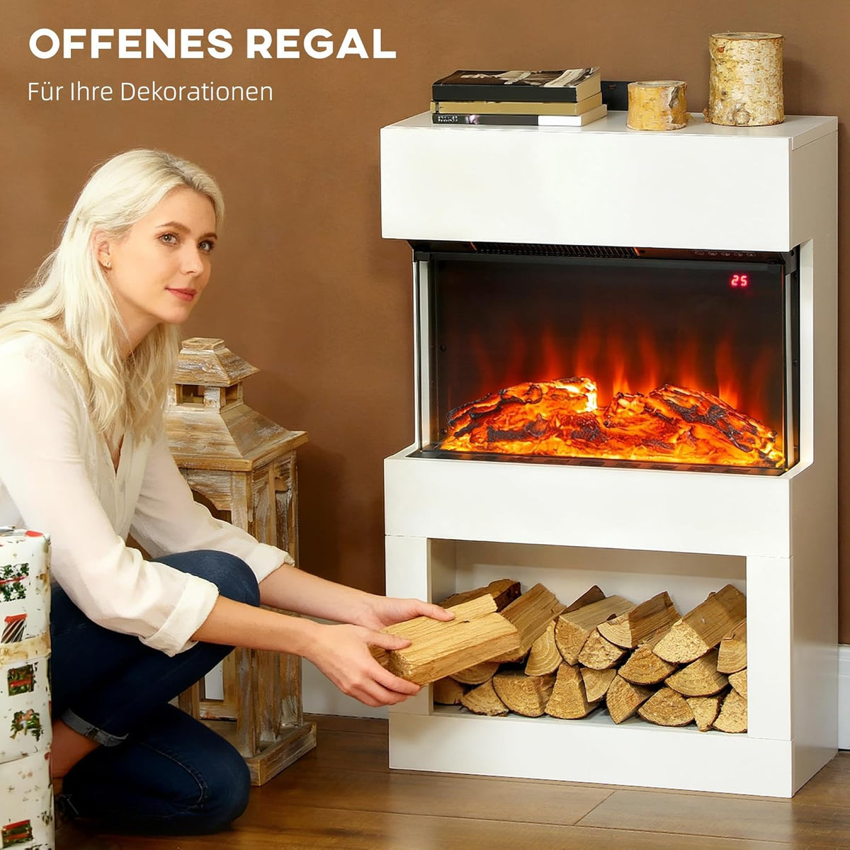 Elektrische Haard – Sfeerkachel – LED Inzethaard – Open Haard – Decoratieve Haard – 1000/2000 Watt Verwarming – Instelbare Thermostaat Met Timer