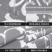Buiten Vloerkleed - Buitenkleden - Buitentapijt - Opvouwbaar - UV-bestendig - Waterdicht - Omkeerbaar - Buitenmatten - voor Buiten - Balkon - Strand - Picknick -Terras - Rechthoekig - 240 x 300 cm - Grijs