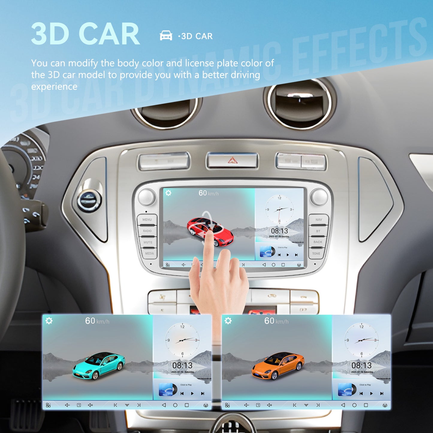 8 Cores 4+64GB Android 15 Car Radio for Ford Focus Mondeo C-MAX S-MAX for galaxy II Kuga 17.78 cm Wireless Carplay Radio with Android Car Mirror Link B-T FM/ RDS/ EQ/ DSP WiFi GPS Navigation Reversing, Car Entertainment Syste
