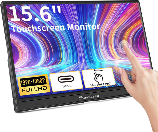 Draagbare touchscreen-monitor 15,6 inch, FHD 1920 x 1080p-display, 60 Hz, 100% sRGB met luidspreker, geïntegreerde standaard, HDMI-USB-C-uitbreiding, laptopmonitoren voor switch