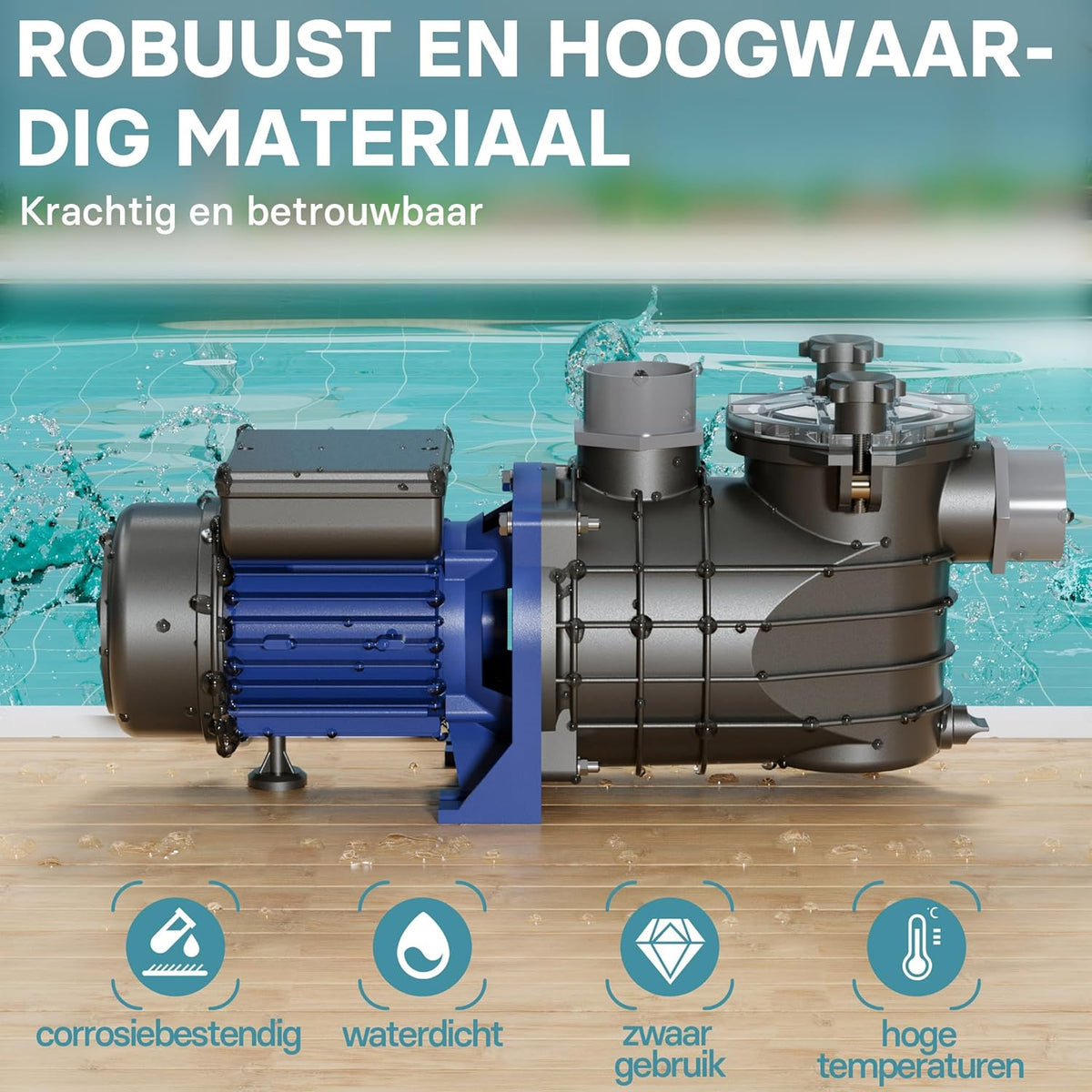 Wiltec zwembadpomp 180 W, poolpomp met een debiet van 10800 l/h, filterpomp voor zwembad met opvoerhoogte van 8 meter, circulatiepomp voor waterfilter in pools