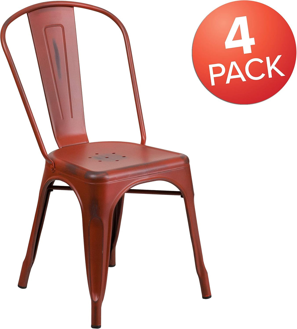 Flash Furniture Blake Commercial Grade 4 Pack noodlijdende Kelly rood metaal indoor-outdoor stapelbare stoel
