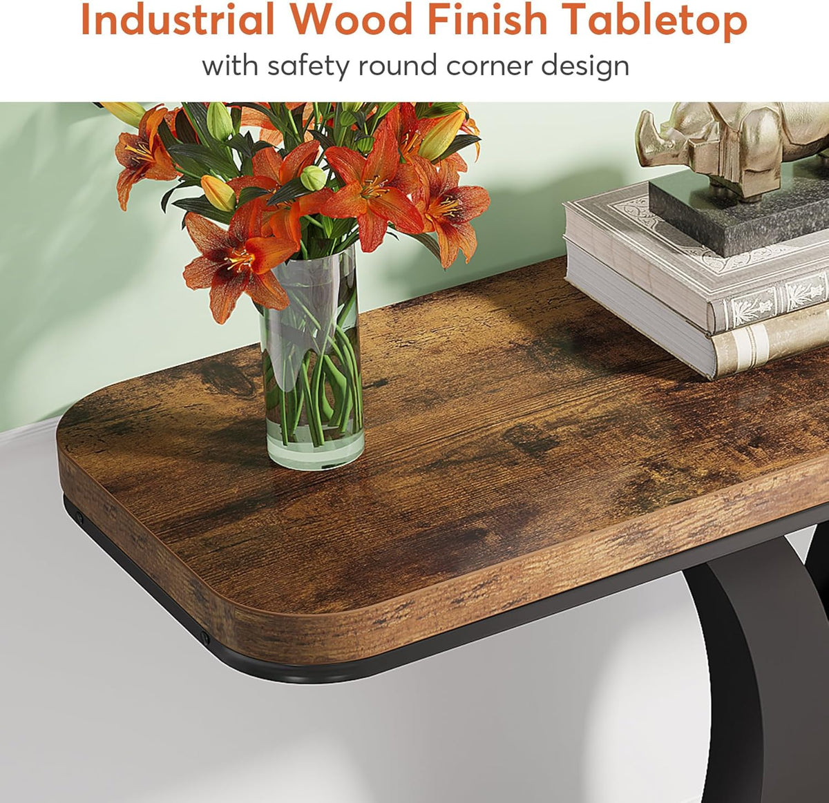Tribesigns Industrial Console Table, 40 Inch Narrow Hallway Foyer Table with Geometric Base, Rustic Hallway Accent Table for Living Room, Entrance