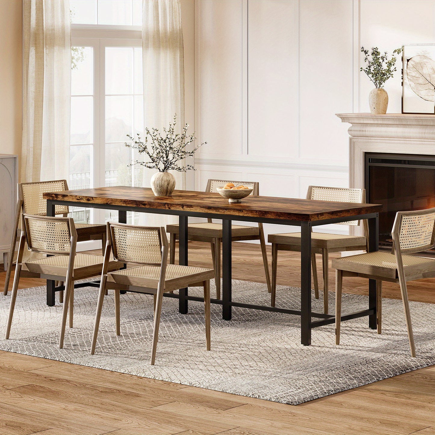 Studietafel – Bureau – Computertafel – Werkplek – Thuiswerkplek – Extra Lang 199,9 cm – Dubbele Werkruimte voor 2 Personen – Hout Zwart en Bruin