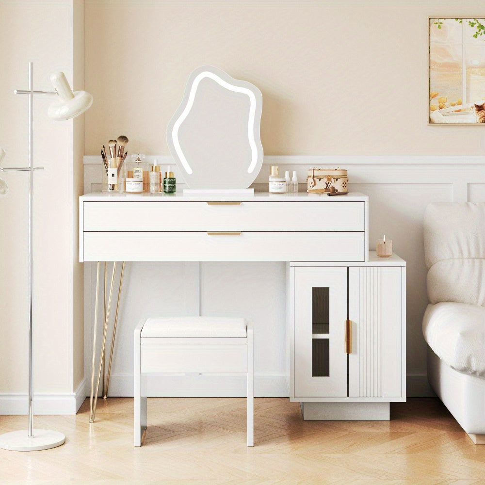 Kaptafel – Make-uptafel – Cosmetica Tafel – Opmaaktafel – Witte Kaptafel – Uittrekbaar Ontwerp – Modern Design – 100x78x40 cm
