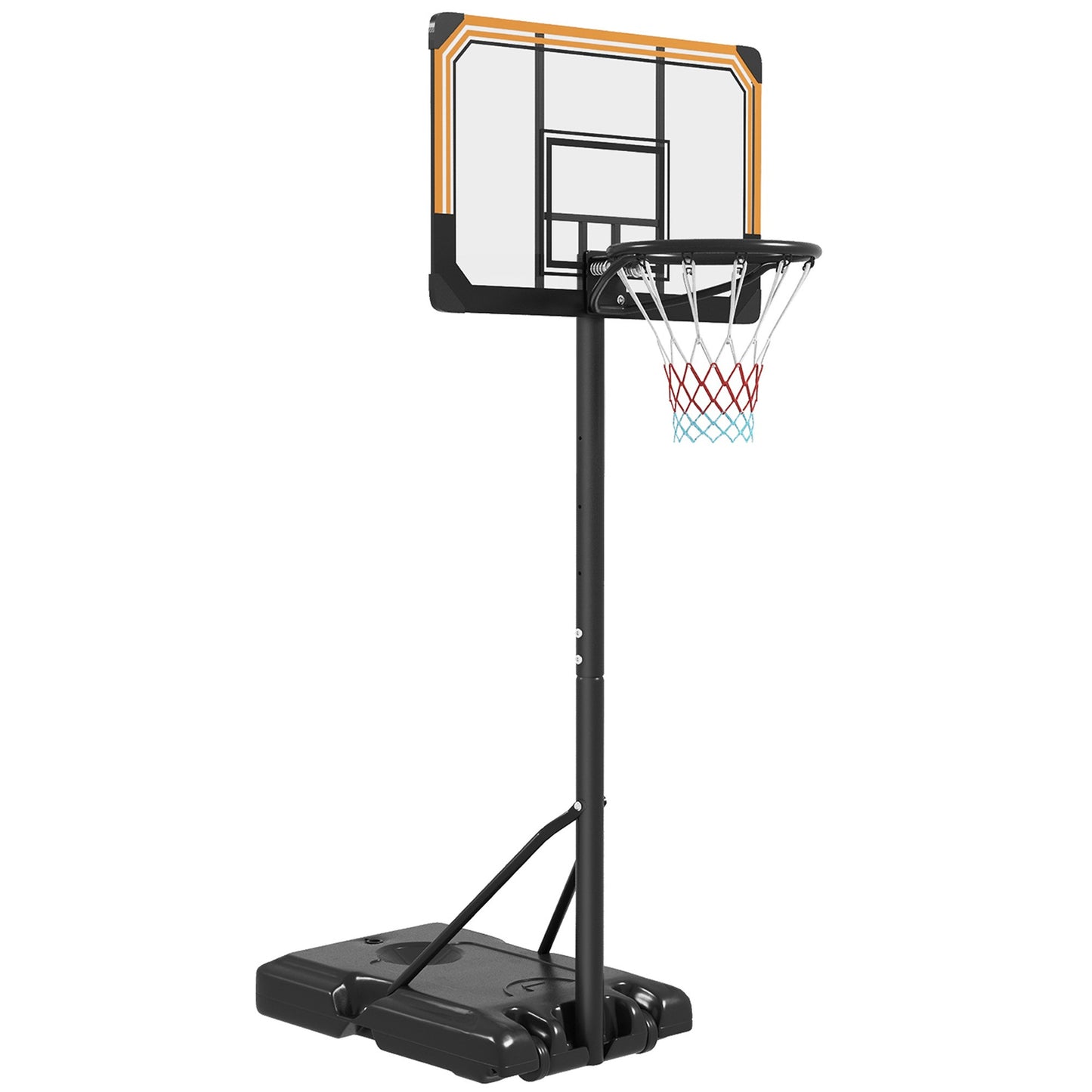Basketbalpaal – Basketbalstandaard – Basketbalring – Basketbalnet – Basketbalset – Verstelbare Hoogte 235-264 cm – Zwarte Stevige Gewichtsbasis Met Wielen